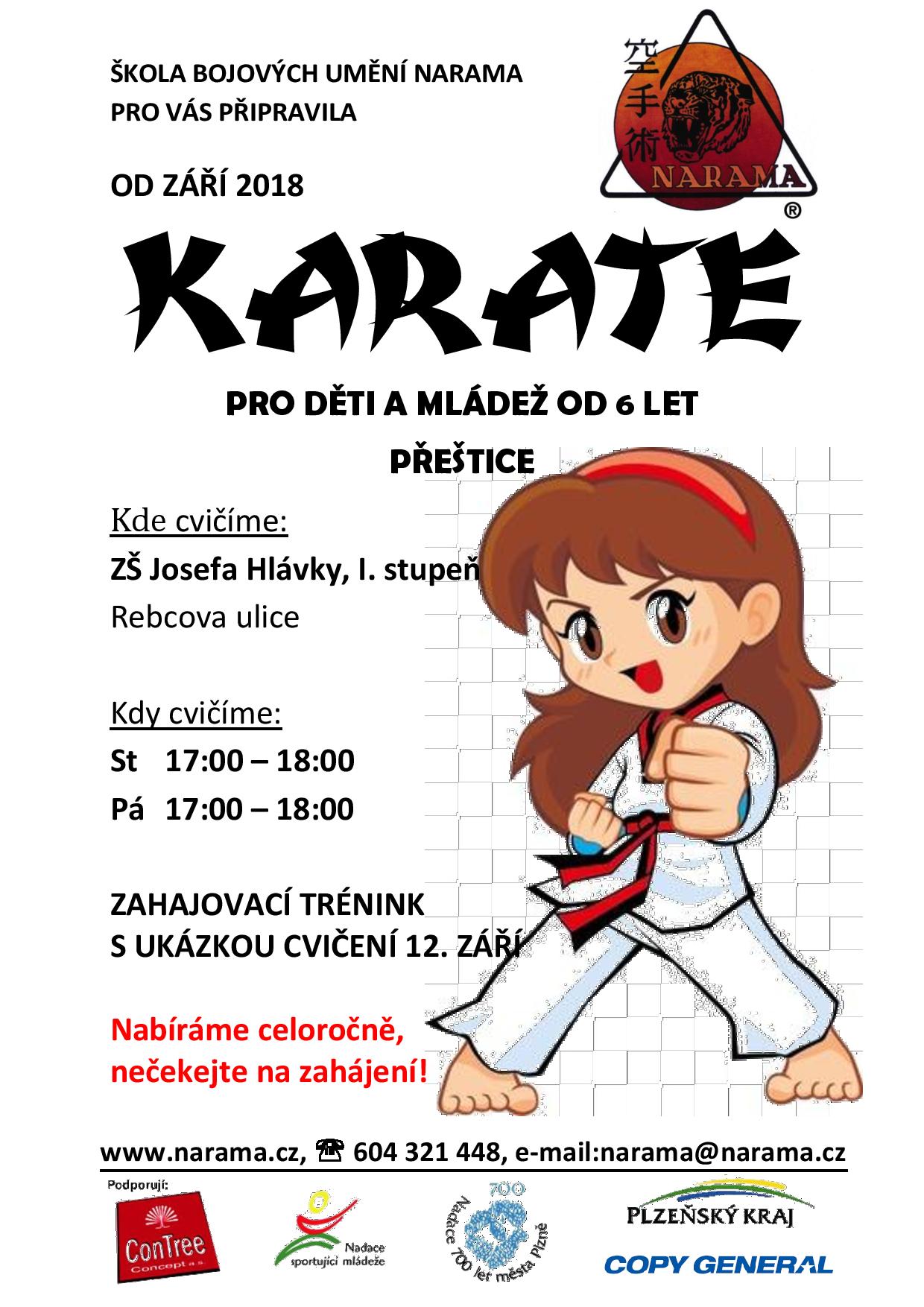NARAMA Přeštice - karate pro děti a mládež od 6 let