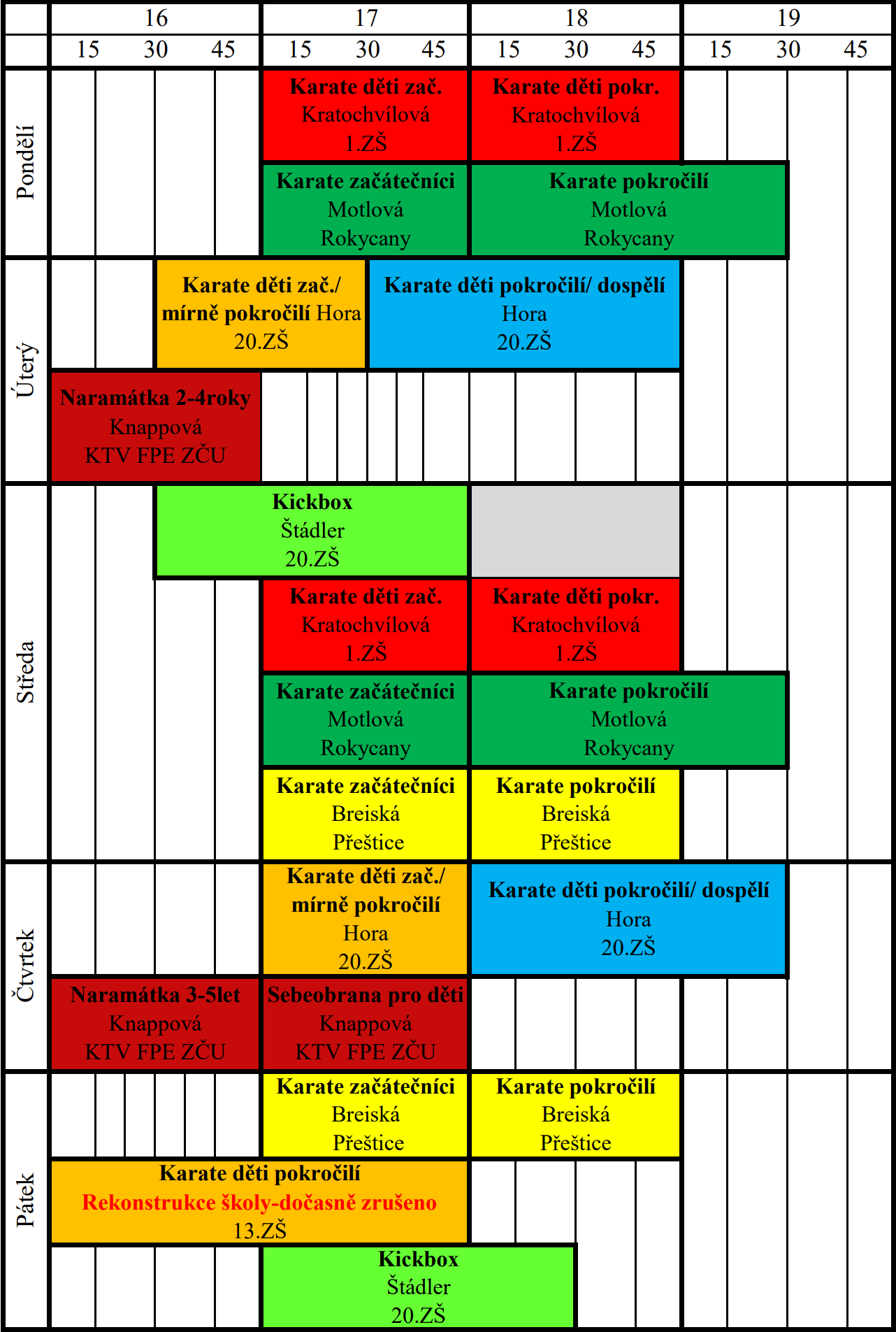 Rozvrh NARAMA 2024